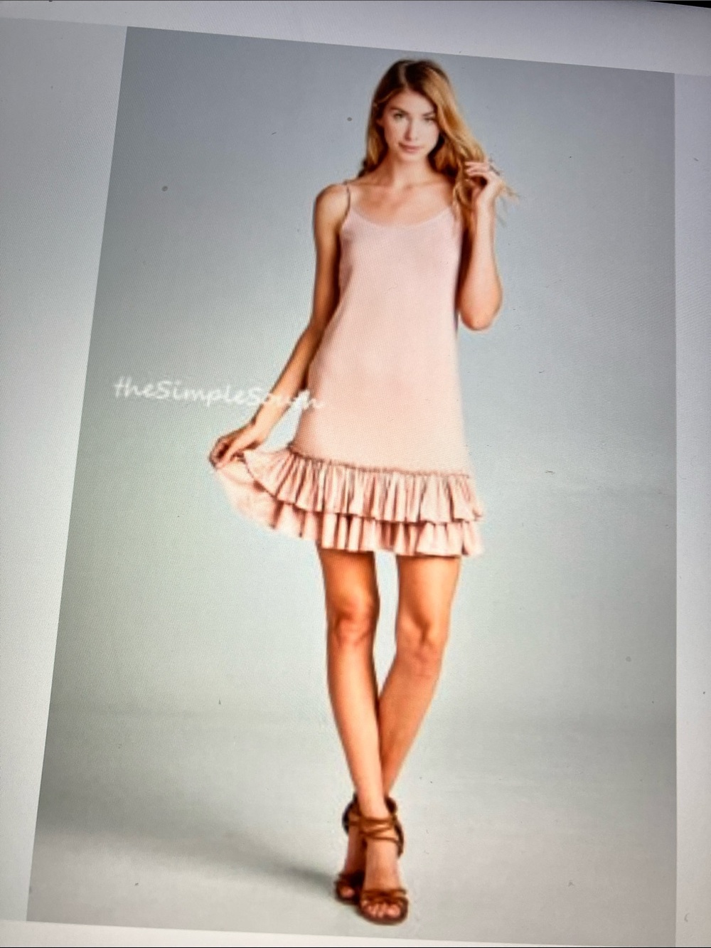 Oddi 
Blush Pink Ruffle Hem Slip Dress